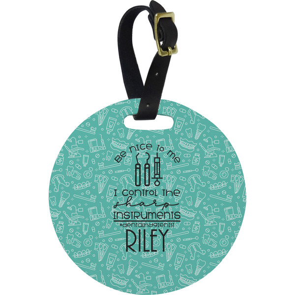 Custom Dental Hygienist Plastic Luggage Tag - Round (Personalized)