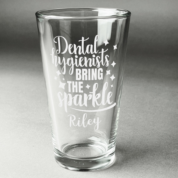 Custom Dental Hygienist Pint Glass - Engraved (Single) (Personalized)