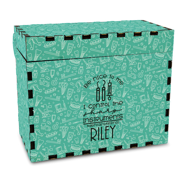 Custom Dental Hygienist Wood Recipe Box - Full Color Print (Personalized)
