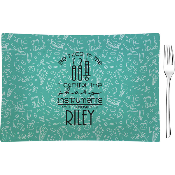 Custom Dental Hygienist Rectangular Glass Appetizer / Dessert Plate - Single or Set (Personalized)