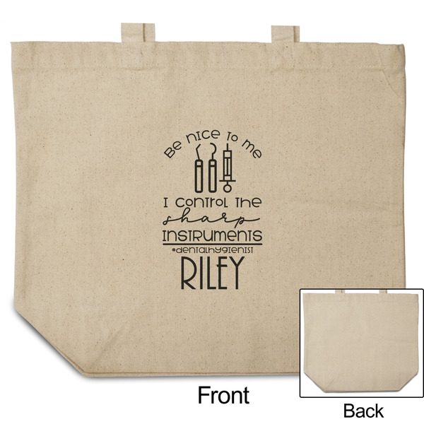 Dental Hygienist Reusable Cotton Grocery Bag - Front & Back View