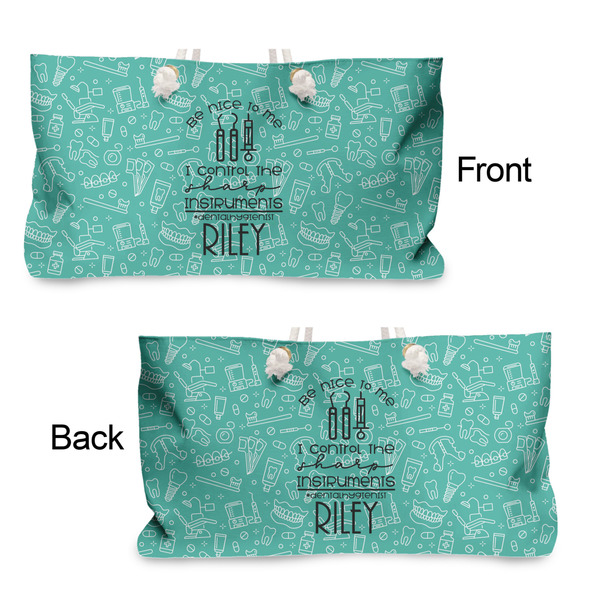 Dental Hygienist Large Rope Tote - From & Back View