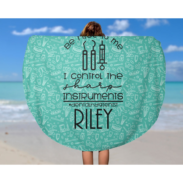 Dental Hygienist Round Beach Towel - In Use