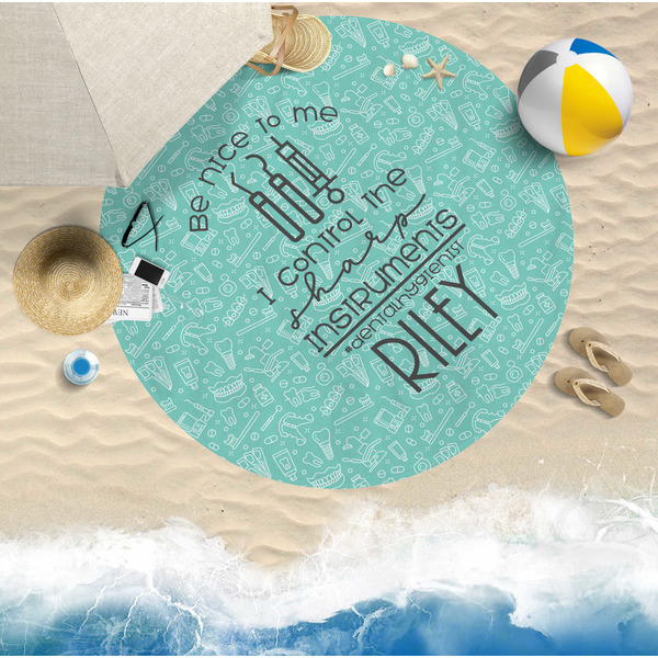 Dental Hygienist Round Beach Towel Lifestyle