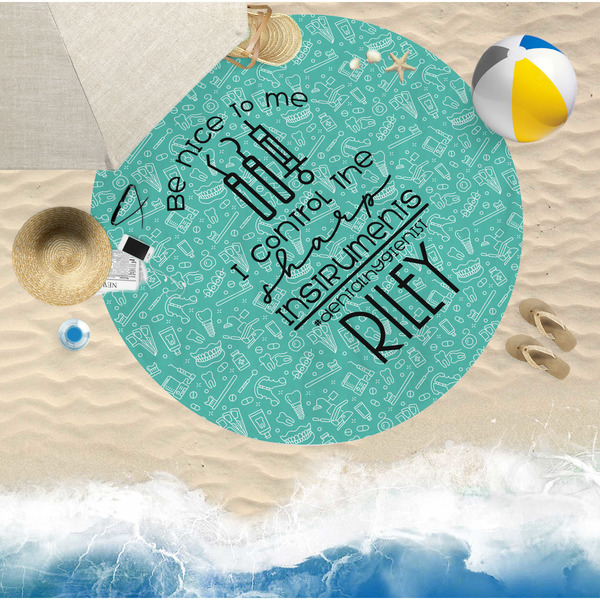 Dental Hygienist Round Beach Towel Lifestyle