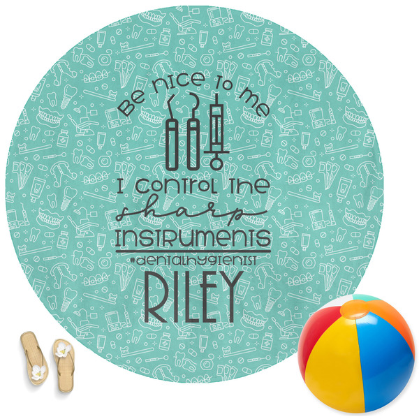 Custom Dental Hygienist Round Beach Towel (Personalized)