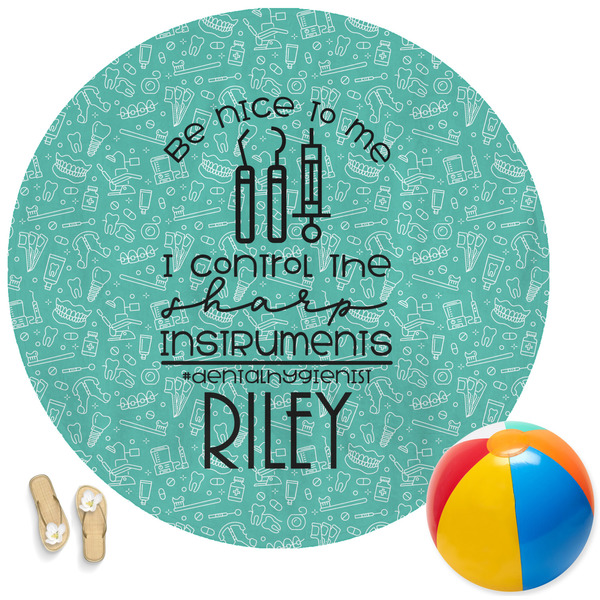 Custom Dental Hygienist Round Beach Towel (Personalized)