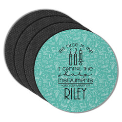 Dental Hygienist Round Rubber Backed Coasters - Set of 4 (Personalized)
