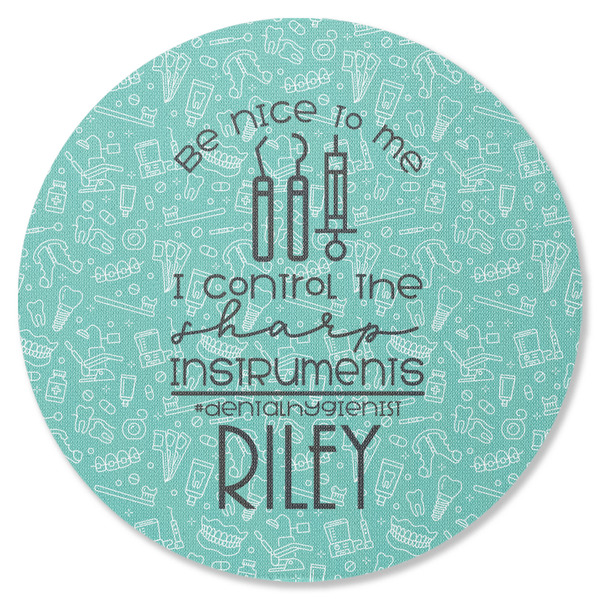 Custom Dental Hygienist Round Rubber Backed Coaster (Personalized)