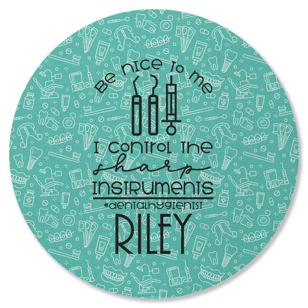 Custom Dental Hygienist Round Rubber Backed Coaster (Personalized)