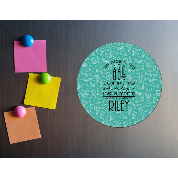 Dental Hygienist Round Fridge Magnet - LIFESTYLE