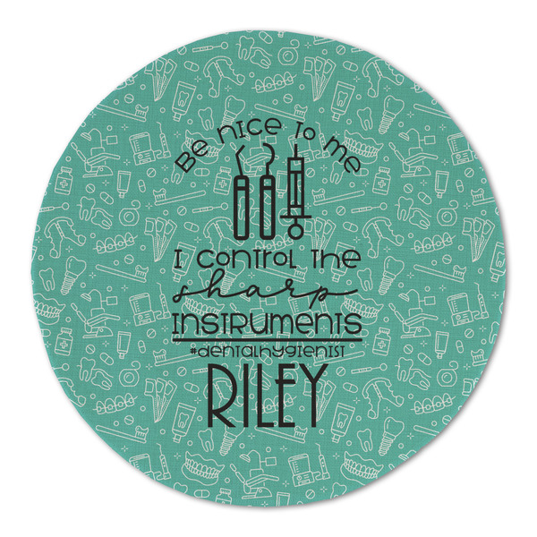 Custom Dental Hygienist Round Linen Placemat - Single Sided (Personalized)
