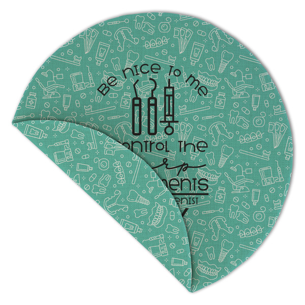 Dental Hygienist Round Linen Placemats - Front (folded corner double sided)