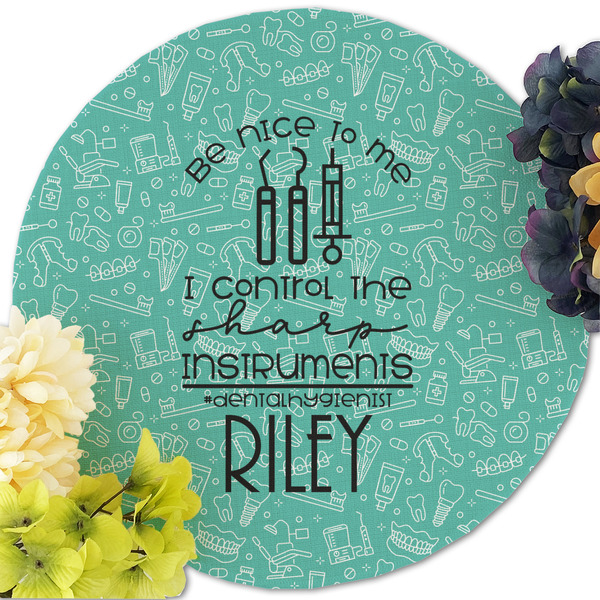Dental Hygienist Round Linen Placemats - Front (w flowers)