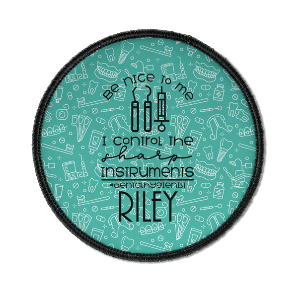Custom Dental Hygienist Iron On Round Patch w/ Name or Text
