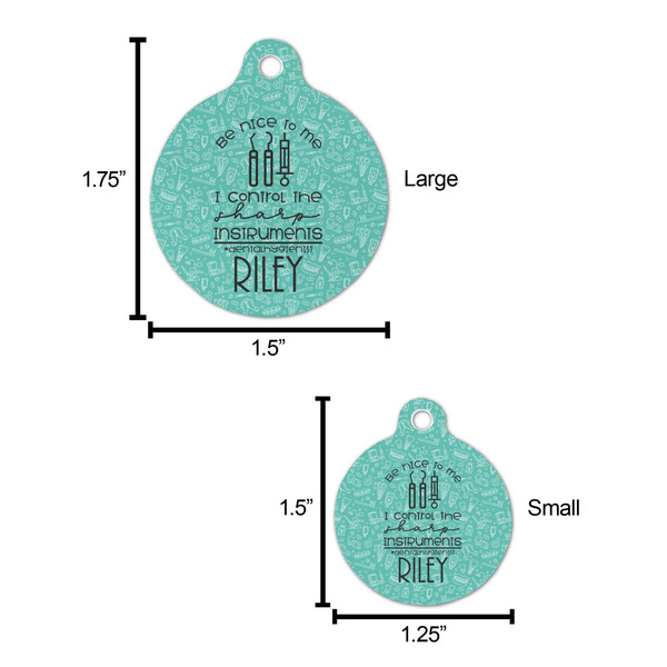Dental Hygienist Round Pet ID Tag - Large - Comparison Scale
