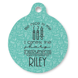 Dental Hygienist Round Pet ID Tag (Personalized)