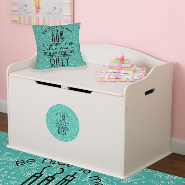 Dental Hygienist Round Wall Decal on Toy Chest
