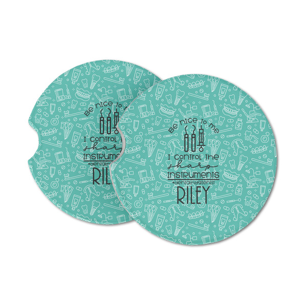 Custom Dental Hygienist Sandstone Car Coasters - Set of 2 (Personalized)