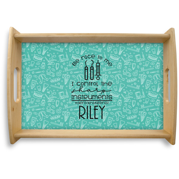 Custom Dental Hygienist Natural Wooden Tray - Small (Personalized)