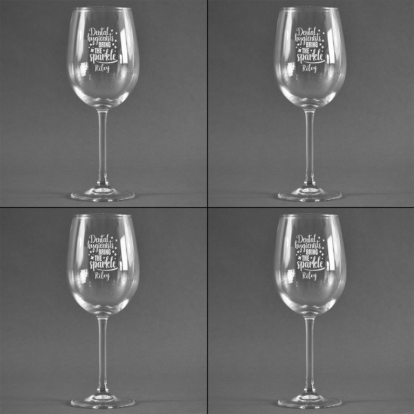 Dental Hygienist Set of Four Personalized Wineglasses (Approval)