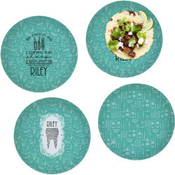 Dental Hygienist Set of 4 Glass Lunch / Dinner Plate 10" (Personalized)