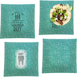 Dental Hygienist Set of 4 Glass Square Lunch / Dinner Plate 9.5" (Personalized)