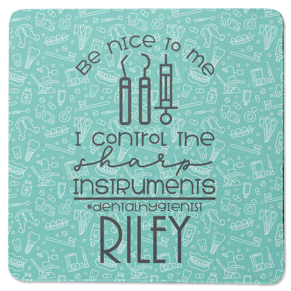 Custom Dental Hygienist Square Rubber Backed Coaster (Personalized)