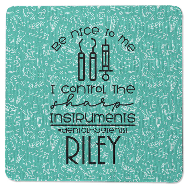 Custom Dental Hygienist Square Rubber Backed Coaster (Personalized)