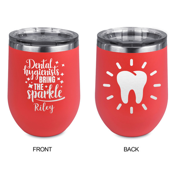 Dental Hygienist Stainless Wine Tumblers - Coral - Double Sided - Approval