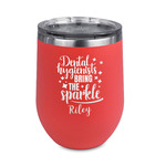 Dental Hygienist Stemless Stainless Steel Wine Tumbler - Coral - Single Sided (Personalized)