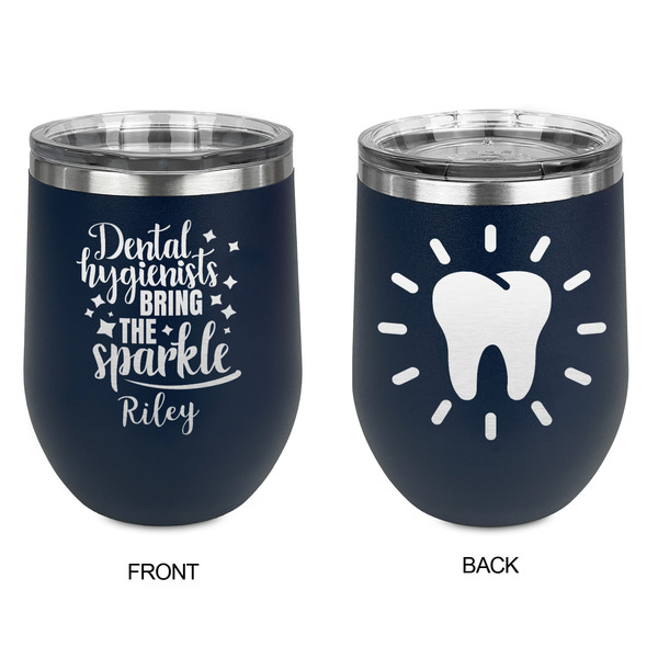 Dental Hygienist Stainless Wine Tumblers - Navy - Double Sided - Approval