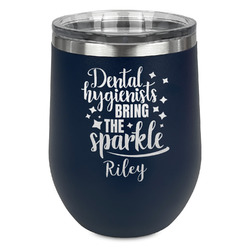 Dental Hygienist Stemless Stainless Steel Wine Tumbler - Navy - Double Sided (Personalized)