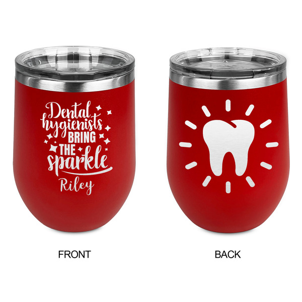 Dental Hygienist Stainless Wine Tumblers - Red - Double Sided - Approval
