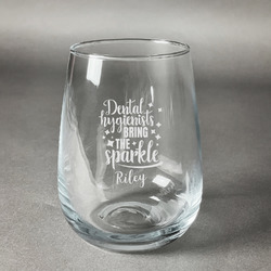 Dental Hygienist Stemless Wine Glass (Single) (Personalized)