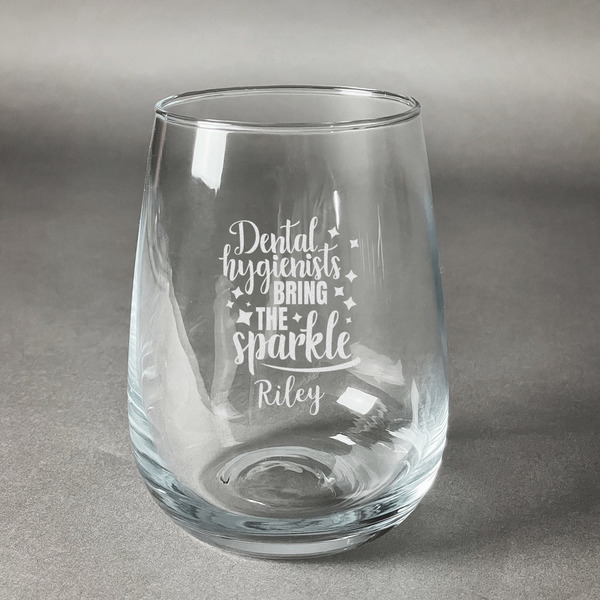 Custom Dental Hygienist Stemless Wine Glass - Engraved (Personalized)