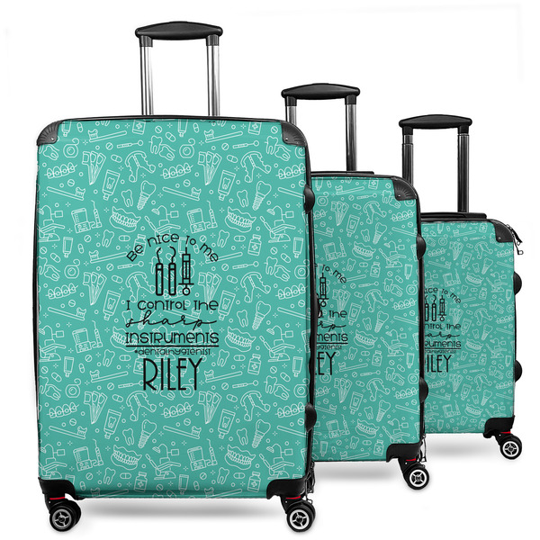Custom Dental Hygienist 3 Piece Luggage Set - 20" Carry On, 24" Medium Checked, 28" Large Checked (Personalized)