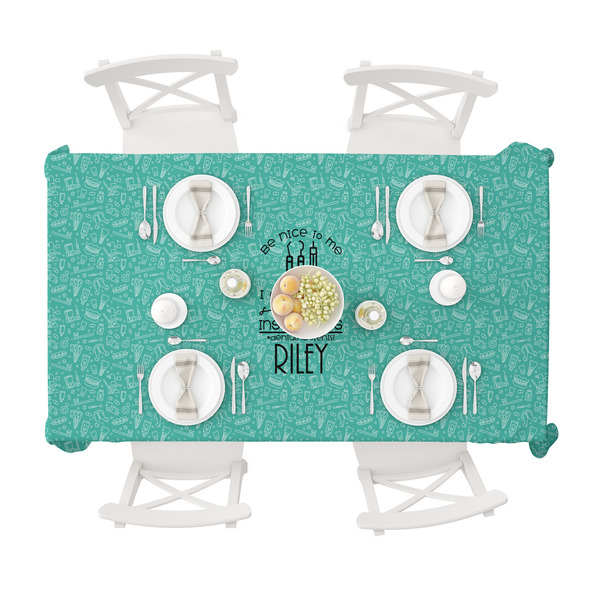 Dental Hygienist Tablecloths (58"x102") - TOP VIEW (with plates)