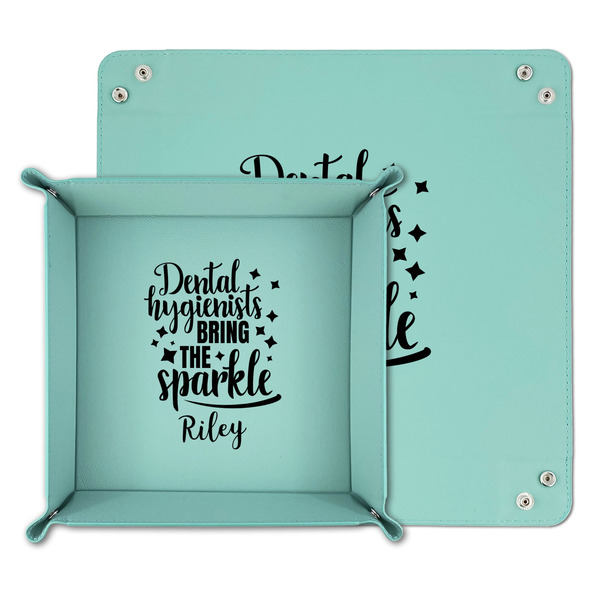 Dental Hygienist Teal Faux Leather Valet Trays - PARENT MAIN