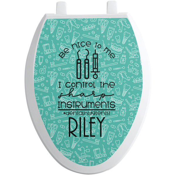Custom Dental Hygienist Toilet Seat Decal - Elongated (Personalized)