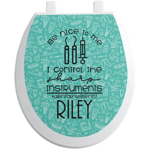 Custom Dental Hygienist Toilet Seat Decal - Round (Personalized)