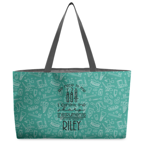 Custom Dental Hygienist Beach Totes Bag - w/ Black Handles (Personalized)