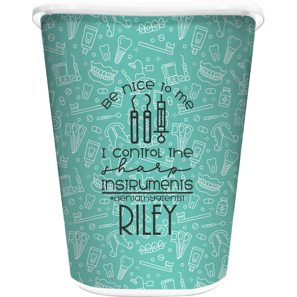 Custom Dental Hygienist Waste Basket - Double Sided (White) (Personalized)