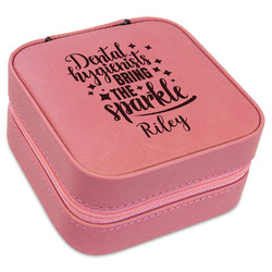 Dental Hygienist Travel Jewelry Boxes - Pink Leather (Personalized)