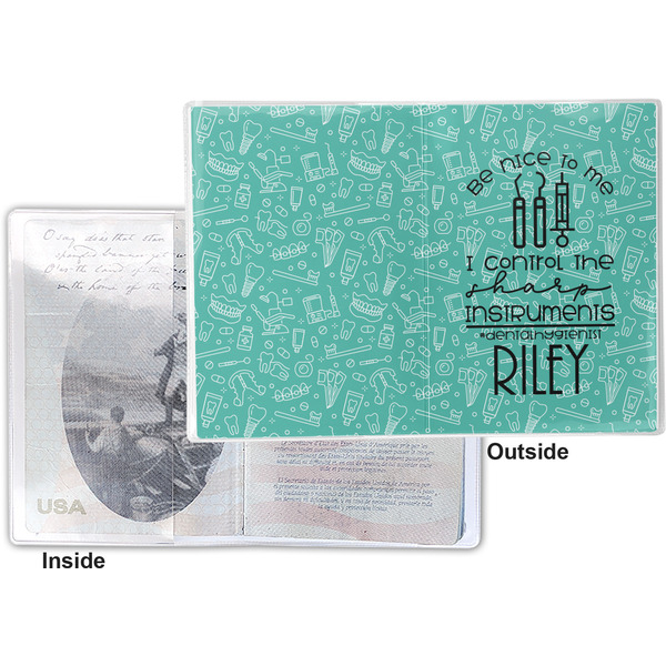 Dental Hygienist Vinyl Passport Holder - Flat Front and Back