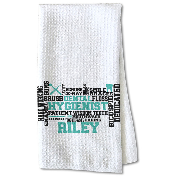 Custom Dental Hygienist Kitchen Towel - Waffle Weave - Partial Print (Personalized)