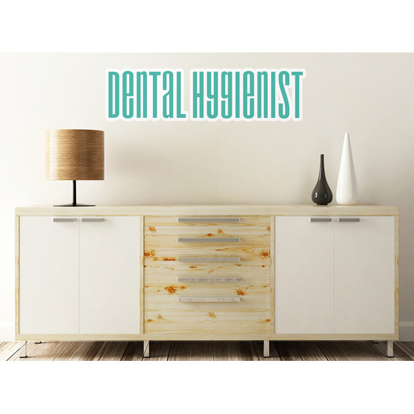 Dental Hygienist Wall Name Decal On Wooden Desk