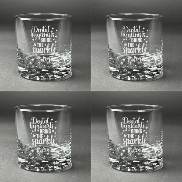 Dental Hygienist Whiskey Glasses - Set of 4 all Engraved