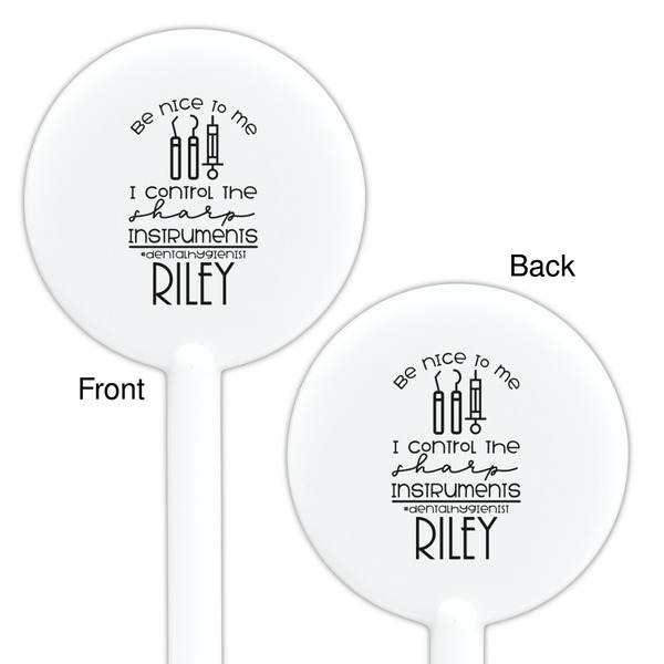 Dental Hygienist White Plastic 5.5" Stir Stick - Double Sided - Round - Front & Back