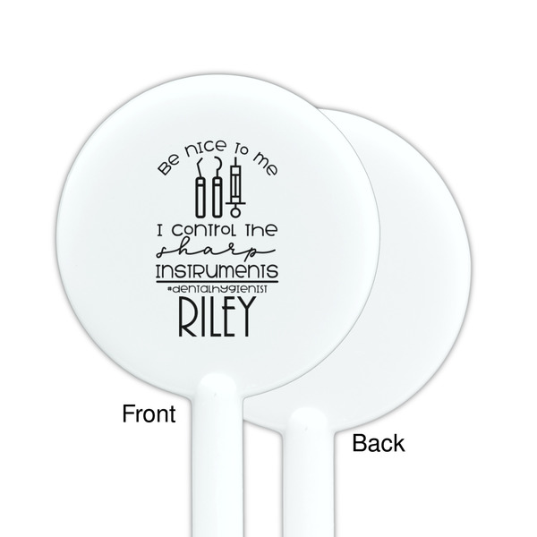 Dental Hygienist White Plastic 5.5" Stir Stick - Single Sided - Round - Front & Back